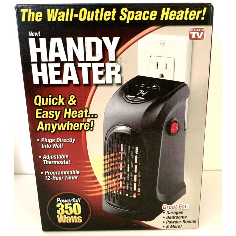 Handy Heater Wall-Outlet 350W Ceramic Space Heater Timer Remote Control New
